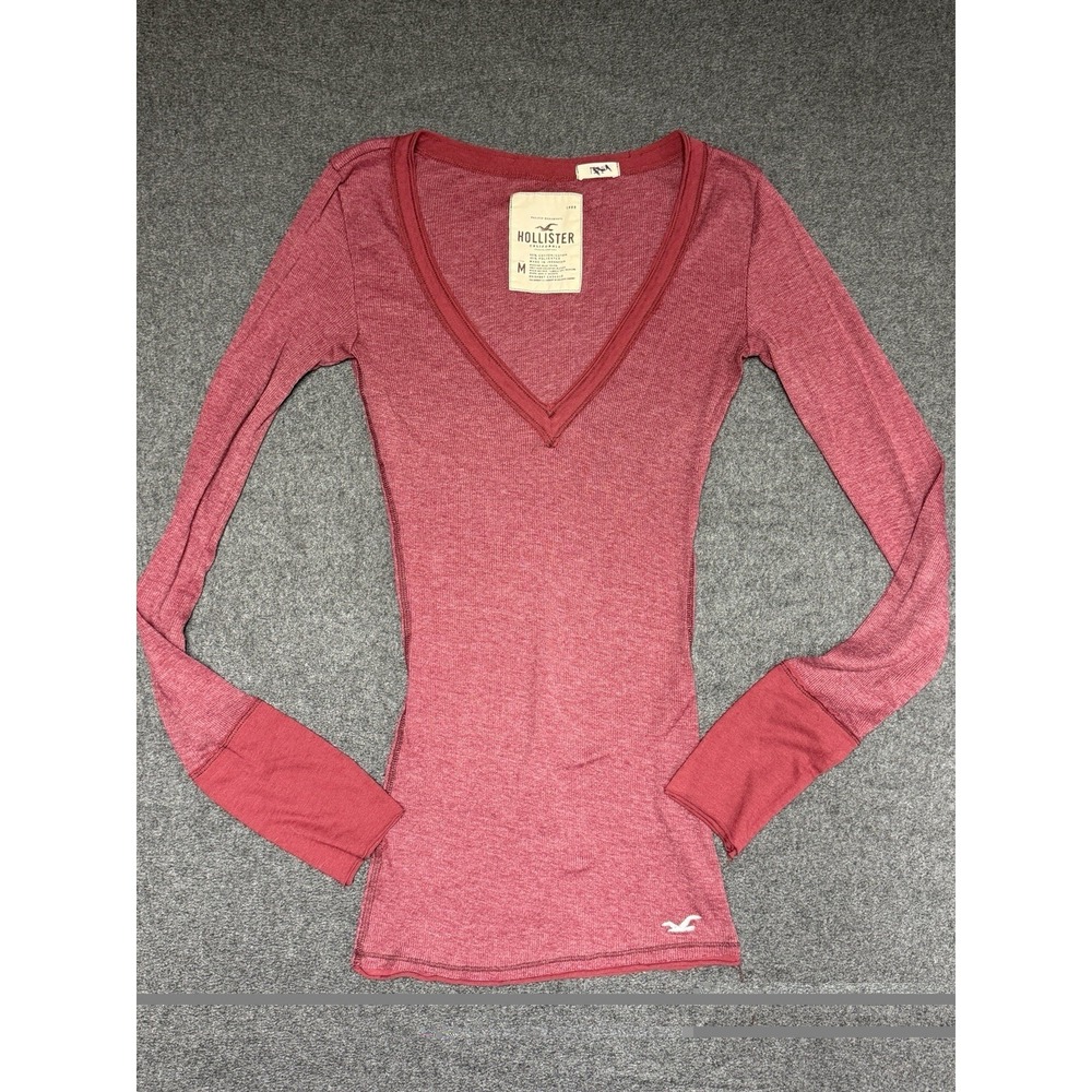 Y2K Hollister Maroon Henley Baby Doll Bella Swan Core M Twilight V Neck Ribbed